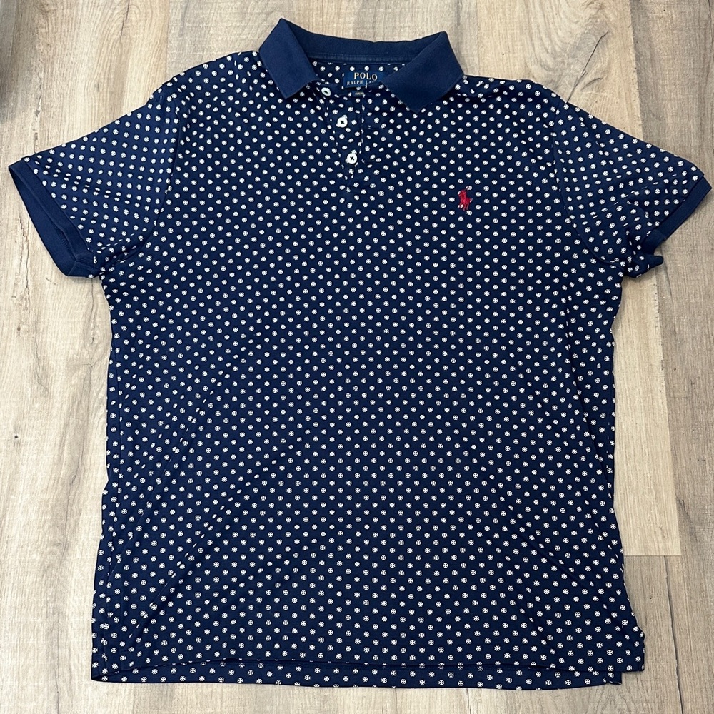 Polo Ralph Lauren Polo Golf Men L Slim Fit Navy Blue Iron Cross Knit Stretch